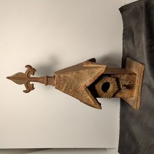 Handmade rustic wood chapel birdhouse. Unique. 14" Garden vintage yard art